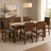 Globally Indian Amelie Solid Sheesham Wood 6 Seater Dining Table Set 6 Chairs Grey