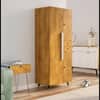 Hexa Red Wooden 2 Door Wardrobe with Drawer and Hanging Space in Giant Wood Colour