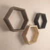 Oliver Iii Hexagonal Shaped Set Of 3 Wooden Wall Shelves