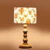 Devansh Multicolor Cotton Table Lamp With  Wood Natural Base (7X7X15.5 Inches)-14