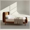 Valerio Duo-Panel Luxe King Size Bed in Mustard colour Velvet with Oak wood Frame