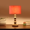 Devansh Orange Cotton Table Lamp With  Wood Natural Base (7X7X15.5 Inches)-5