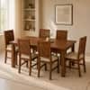 Globally Indian Aarya Solid Sheesham Wood 6 Seater Dining Table Set 6 Chairs Beige