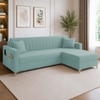 Convil Velvet L Shape 4 Seater Sofa in  Tourquise Color