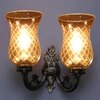 Devansh Metal Electric Wall Light in Antique gold Colour with Lavender Shade Count of 2 Lights
