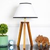 Griffith hand crafted Solid wood honey finish Tripod Table Lamp White & Black Cotton Shade