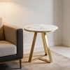 White Metal Side Table in Gold Colour