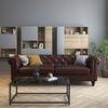 Winchester 3 Seater Half Leather Sofa in Chocolate Colour