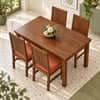 Globally Indian Shilpa Solid Sheesham Wood 4 Seater Dining Table Set 4 Chairs Terracotta Orange