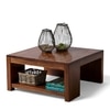 Wayne Sheesham Wood Contemporary Square Coffee Table In Teak Finish