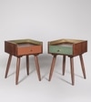 Punko Solid Wood Bed Side Table In Light Brown Finish