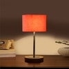 Devansh Orange Cotton Table Lamp With  Natural  Wood Base  & Steel Pipe (7X17 Inches)-5