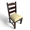 Newport Sheesham Wood   Dining Chair in Beige Mossy Fabric     DARK WALNUT FINISH