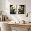 The Castle Decor Peacock Vastu Wall Art Set of 2 10x13 Inch