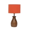 Devansh Orange Cotton Table Lamp With  Wood Natural Base (7X13 Inches)-5
