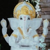 White Fiber Glass Lotus Ganesha Indoor Water Fountain