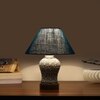 Devansh Conical Turquoise Jute Shade Lamp With Wood & Mosaic Glass Base For Decoration/Office/Home/Gifting/Study For Decoration/Office/Home/Gifting/Study -(10X10X14.5) Inches -A