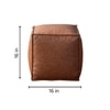 Cuboid Collection Brown Faux Leather Pouf Ottoman