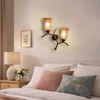 Devansh Metal Electric Wall Light in Gold Colour with Lavender Shade Count of 2 Lights