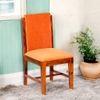 Rosslyn wood Dining Chair in Pumpkin Orange Velvet Upholstery with PINE FINISH