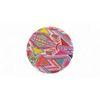 Louisville Acacia Wood Parisian Round Pouffe in Multicolour Jacquard