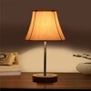 Devansh Off-White Cotton Vintage Curtain Pleated   Lamp With Natural  Wood Base  & Steel Pipe  (12X17.75)