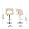 Doe Buck Adjustable Upholstered Bar Stool in Beige Colour with Chrome Base
