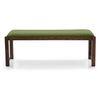 Oribi Dining Bench In Teak Finish With Avocado Green Fabric
