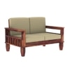 Madhavi 2 Seater Wooden Sofa (Creame Colour, Teak Finish)