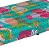 Bestone Sheesham Wood Mid Century 3+1+1 Seater Bench Set With 2 Stools In Sea Green Fruit Print Kantha
