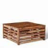 Kingsville Sheesham Wood Contemporary Square Coffee Table In Natural Teak Finish