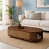 Tavia Oval Sheesham Wood and Cane Coffee Table in Walnut Finish