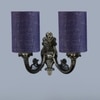 Devansh Metal Electric Wall Light in Antique Gold Colour with Blue Shade Count of 2 Lights