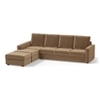 Apollo Compact Sofa (Colour : Fawn Velvet, Cushion : Hard, Back Type : High Back, Seating Capacity : Left Aligned 3 Seater + Left Aligned Chaise + Ottoman)