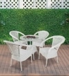 Griffith Wicker Table And Chair Set In  White And Black Dual Tone Finish