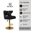 Doe Buck Verona Faux Leather Adjustable Bar Stool in Black Colour with Gold Base