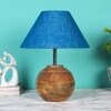 Turquoise Jute with Natural Wood Table Lamp