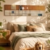 Abstract Geometric Linear Grid Canvas Wall Art 12 x 46 Inch