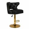 Doe Buck Verona Faux Leather Adjustable Bar Stool in Black Colour with Gold Base