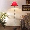 Hazel Zig Zag Iron Floor lamp with Cotton Conical Red shade (Z32)