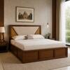 Shilp Solid Wood Compact King Bed Hydraulic Storage Provincial Teak Finish Mattress 72 x 72 Inches
