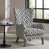 Carolina Printed Infinity Grid Fabric Wing Chair in White Colour