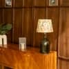 Flora Handicrafted Table Lamp in Green and Printed Colour