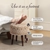 Botanic Fabric Wooden Ottoman in Yellow Color Set of 2