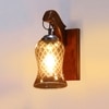 Devansh Solid Wood Electric Wall Light in Brown Colour with Lavender Shade Count of 1 Light