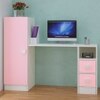 Rio Kids Large Study Desk with Drawers Built In Bookshelf and Square Handles in English Pink Colour