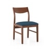 Augusta Solid Wood Dining Chair Set Of 2 In Dark Walnut Finish With Blue Fabric Colour