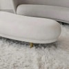 Wooden Twist Borzy Modern Curved Bench with Golden Metal Legs and Soft in White Colour