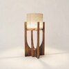Solitaire Wooden Table Lamp with Brown Base and Premium White Fabric Lampshade