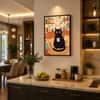 The Castle Decor Cute Black Cat Coffee Kitchen Wall Art 12x18 Inch